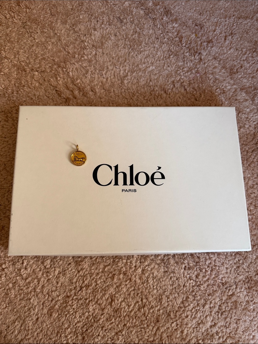 🧡 Chloe New Gold -Tone Round Charm Pendant - with the box